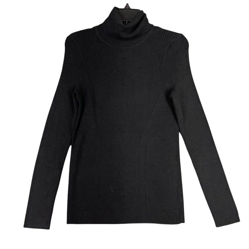 Athleta Turtleneck Sweater Womens S Black Merino Wool Ribbed Active Layering